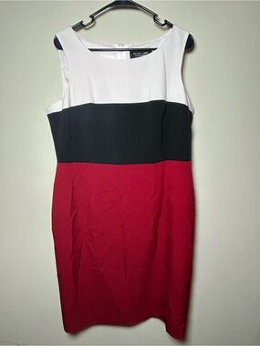 Black Label Evan Picone Color block Sheath Dress - Red/Black/White, Sz 14